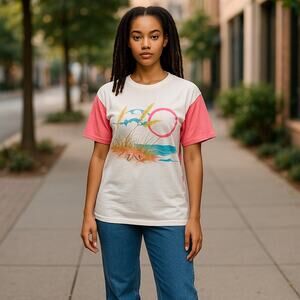 Unbranded 90s Casual Tee, Large, Beachy Vibes